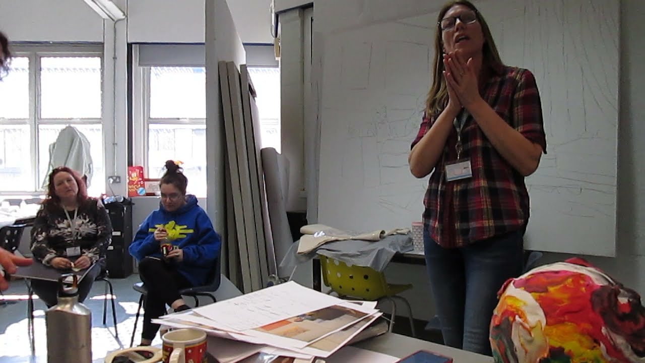 44 Group Critique, Non religious Triptych. Fine Art Degree Newcastle College University Centre.