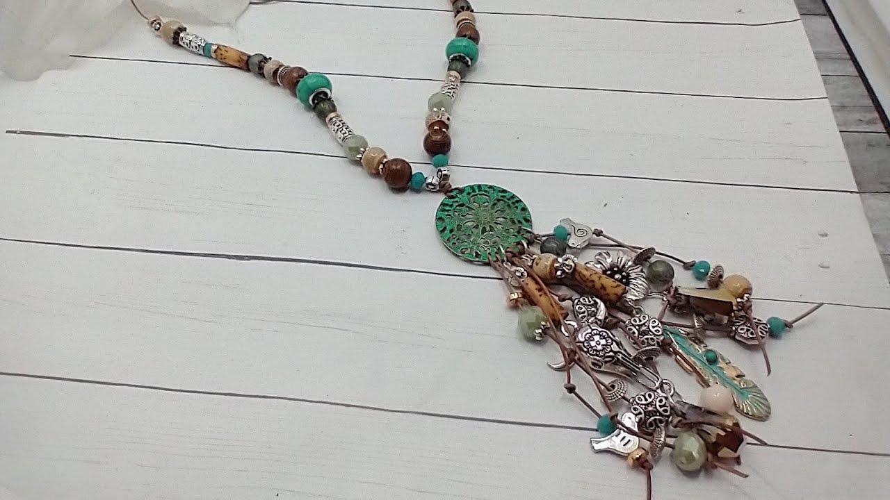 Southwestern Boho Tassel Necklace Using Jesse James Bead Mix Turquoise Trail