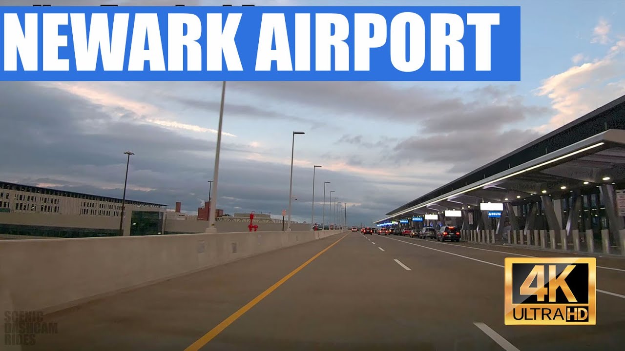 Driving Newark Airport: 1.5 laps at sunset (4K) incl. Terminals A, B & C