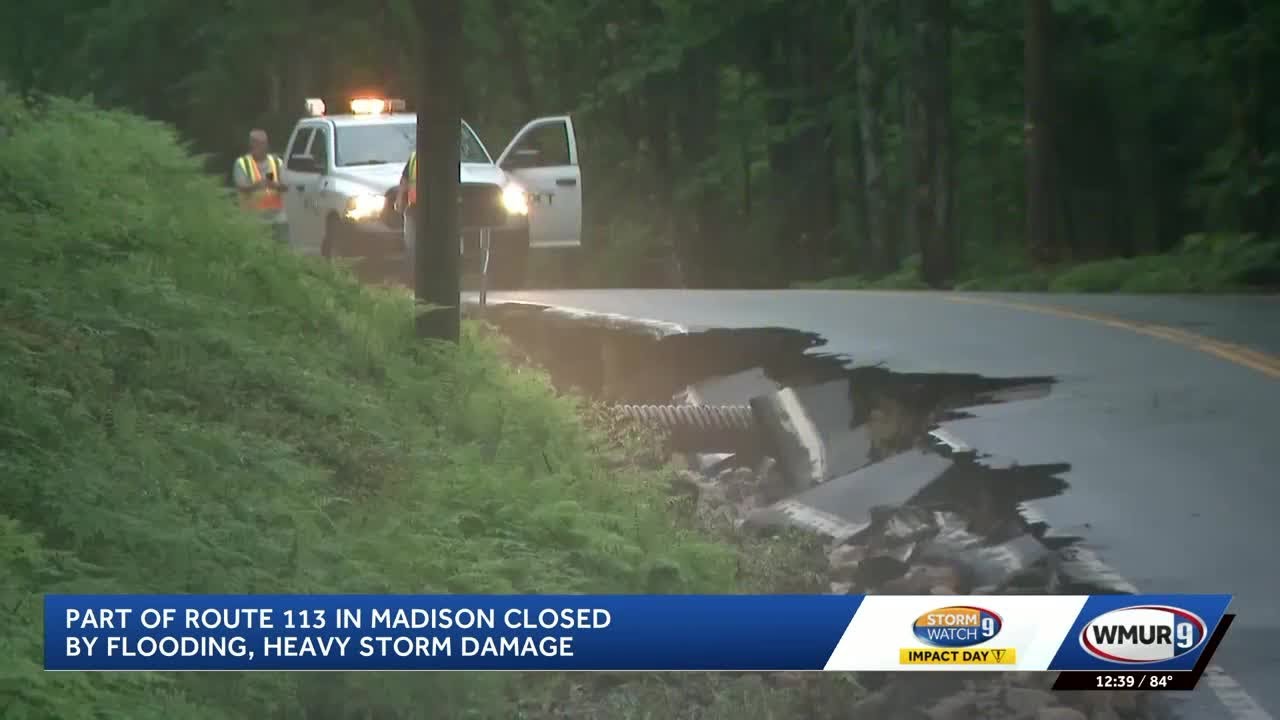 Part of Route 113 in Madison closed by flooding, heavy storm damage