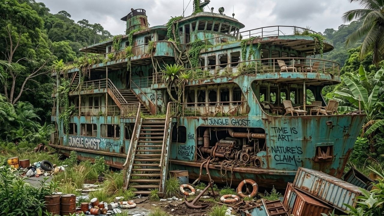 Turning 100 Year Old Abandoned Yacht into a Luxury Jungle Mansion Transformation | ASMR Restoration