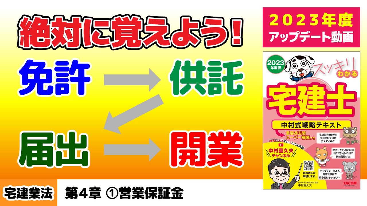 宅建業法｜第4章 ①営業保証金【スッキリわかる宅建士読者サポート講義】