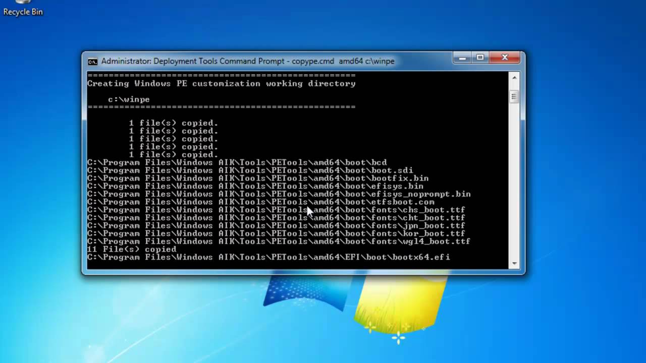 Create WinPE boot disk with ImageX