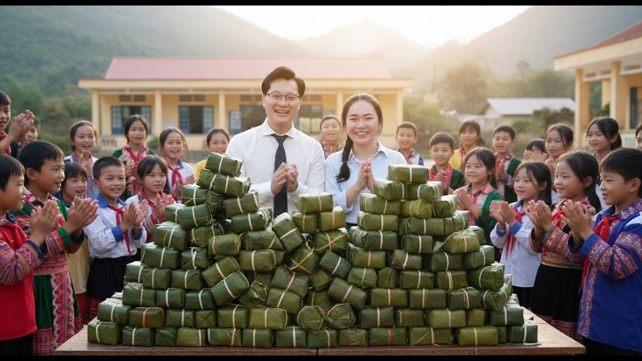 Heartwarming Tet Charity: Jack & Tu Tien Stay Up All Night Cooking 1,000 Tet Cakes for Kids