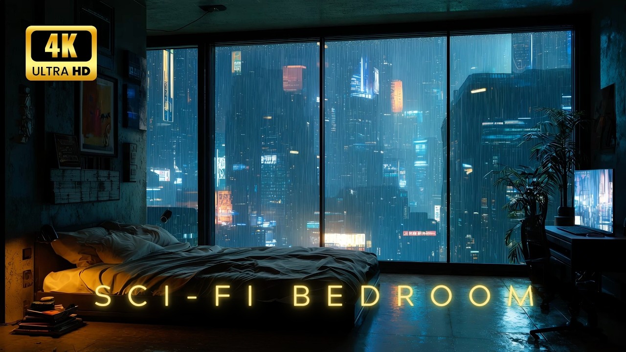 Rain Sounds for Sleep 🌧️ Futuristic Sci-Fi Bedroom Ambience | Relax, Study, Focus