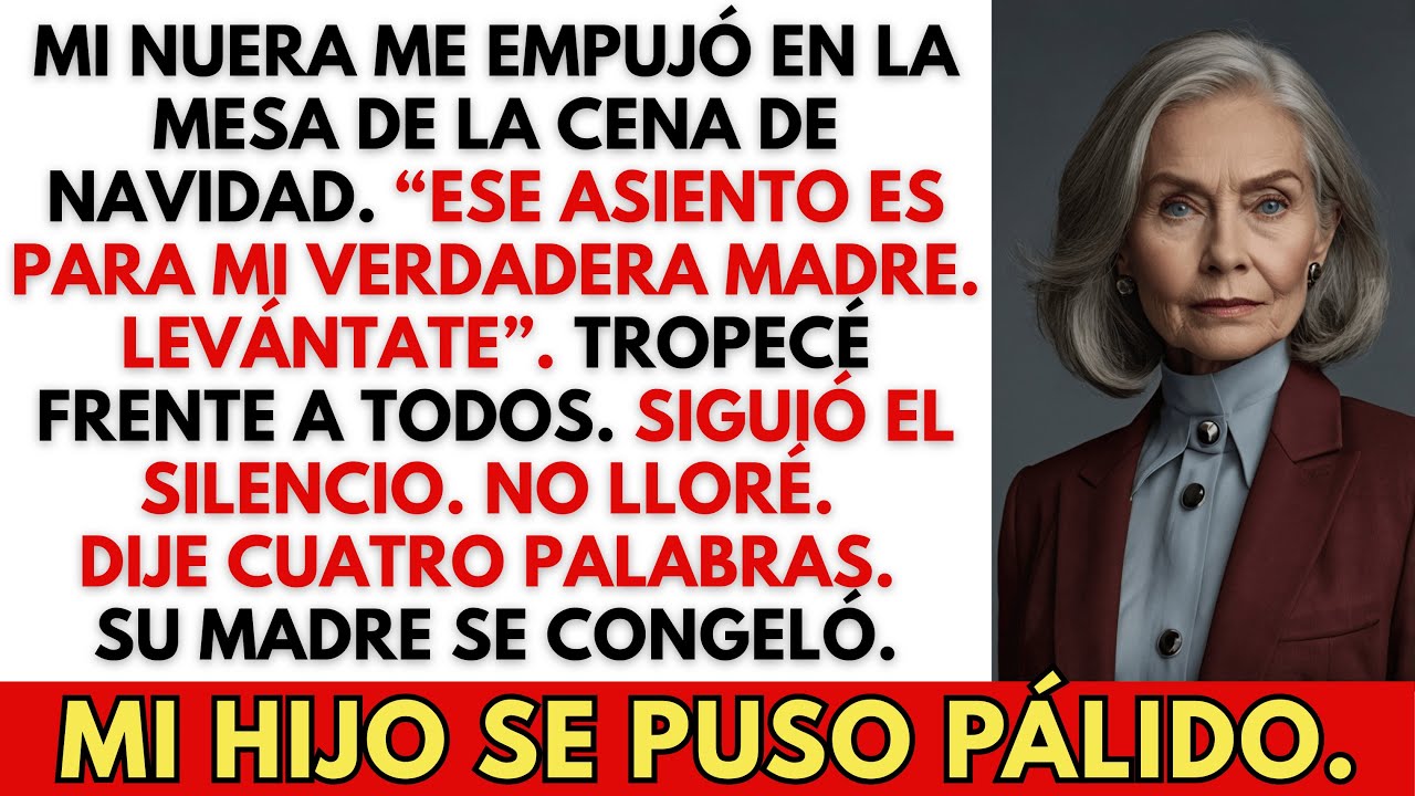 Mi nuera me empujó en la mesa de la cena de Navidad. “Ese asiento es para mi verdadera madre”.