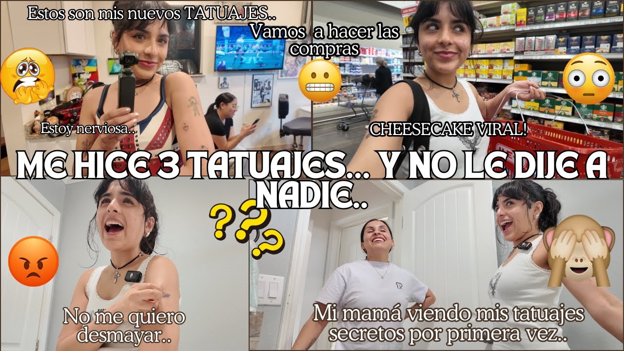 Ven conmigo a hacerme 3 tatuajes SECRETOS😬🤫…+ sorprendiendo a mi mamá?!😤😹