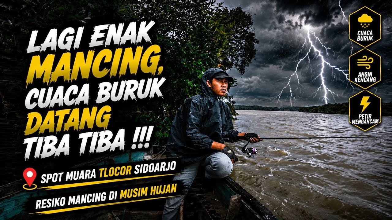BONCOS !!! Badai dan Angin Kencang Saat Trip Mancing di Spot Tlocor Jabon Sidoarjo