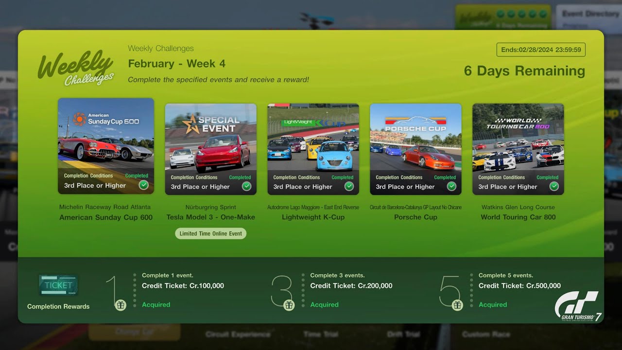 Gran Turismo 7 | Weekly Challenge February Week 4 All Events, Just For Cr1223,500 [4KPS5]