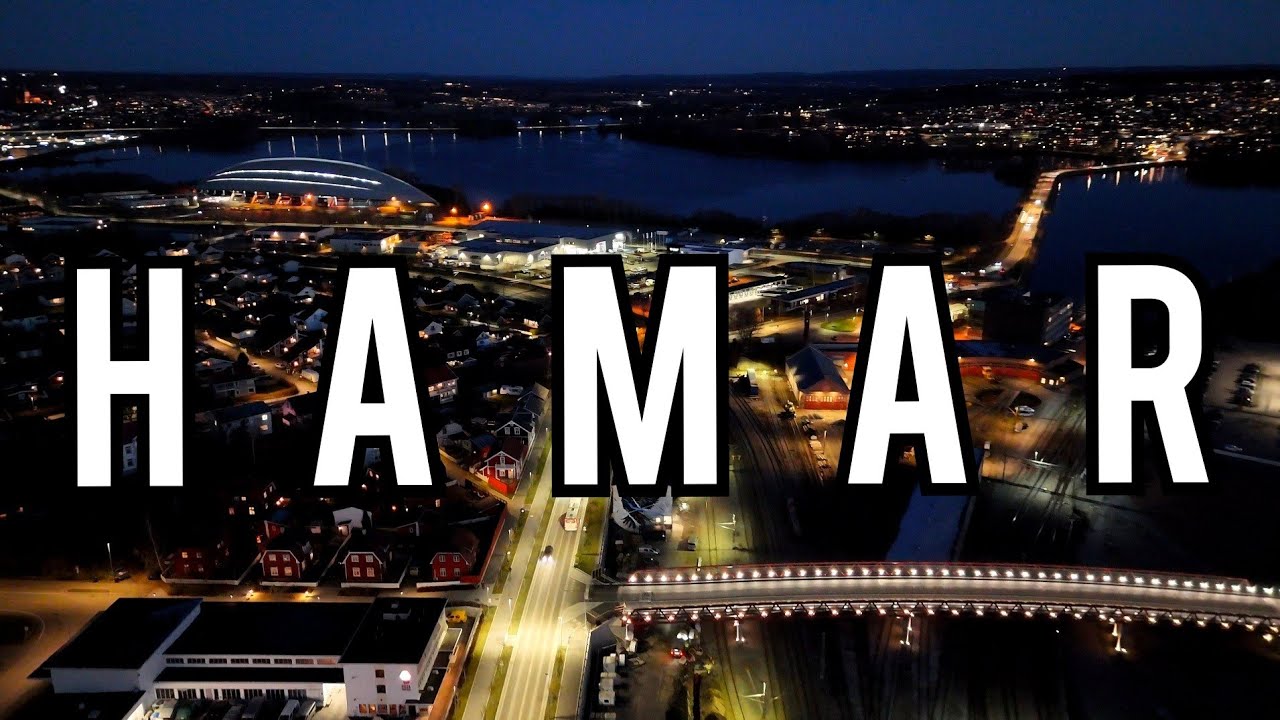 Hamar Norway Night Drone Footage (4K)