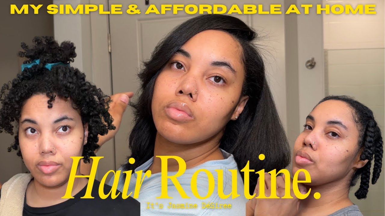 My simple & affordable at home hair routine 🌱 | Scalp detox + flat iron/blow dry routine & more