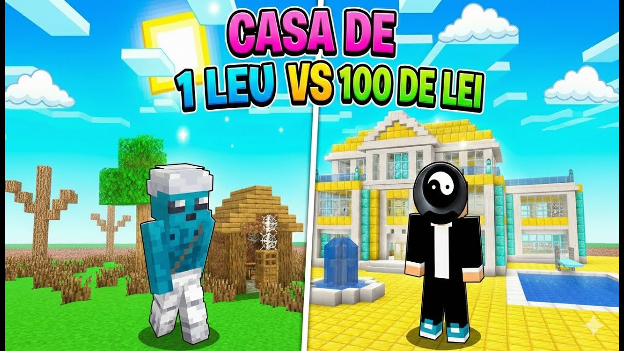 Construiesc O Casa De 1 LEU Vs O Casa De 100 De Lei Pe Minecraft !