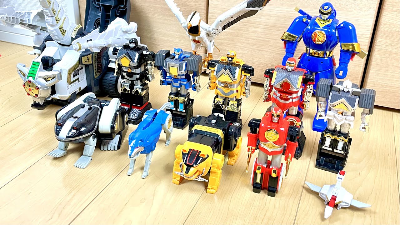 【PowerRangers Season3 #2】🐒🐸🐺🦢🐻🥷🦅ALL Zord⁉︎カクレンジャーの隠大将軍、ツバサマル、ニンジャマンで遊んでみた