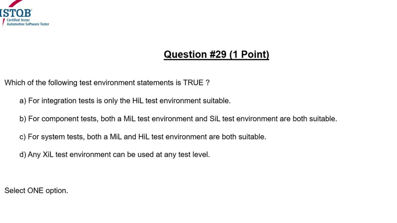 ISTQB Automotive Software Tester : Question #29