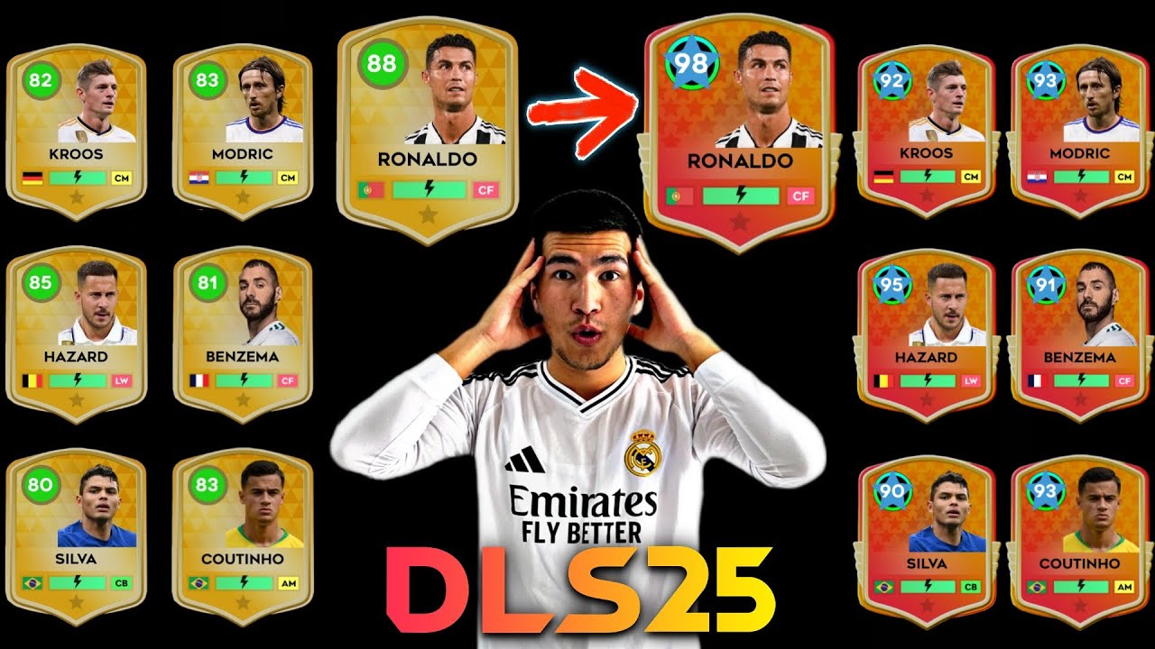 DLS  ESKI TARKIBNI FULL QILAMIZ🤯🤯 RONALDO 98. HAZARD 95  COUTINHO 93   MAHREZ 91  OSIMHEN 93…