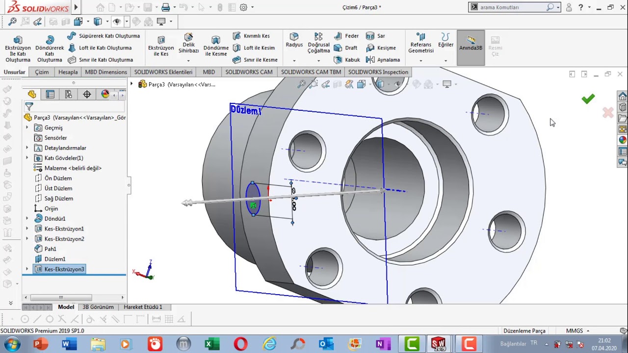 SOLIDWORKS : VİDALI MİL SOMUNU (GÖVDE) TASARIMI  (BALL SCREW NUT)