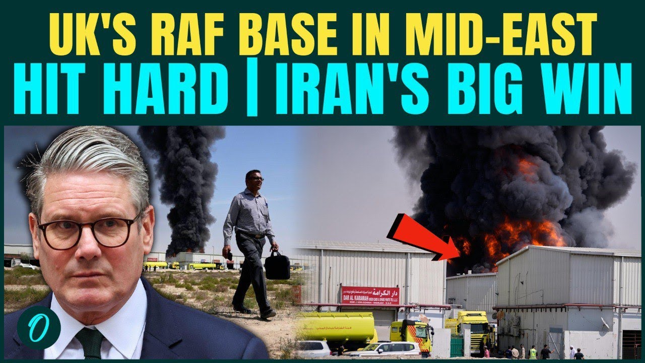 Iran BOMBS UK’s RAF Base in Cyprus | SHAHED Drones SMASH Into the Base, Smoke Rises| UK Joins War