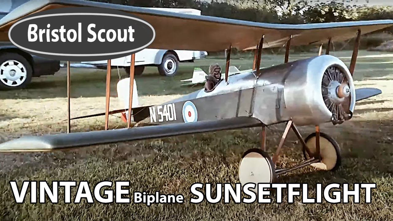 RC Bristol Scout 1/3 scale warbird RAF biplane with four stroke engine | Laser300V