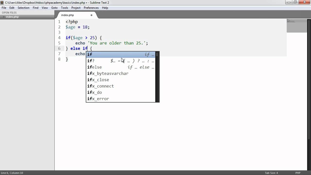 Learn PHP: IF statements