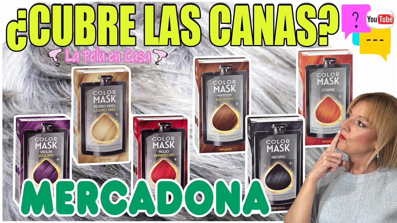 MASCARILLA DE COLOR MERCADONA: CUBRE LAS CANAS - ANTES Y DESPUÉS DE APLICAR SOBRE CABELLO BLANCO
