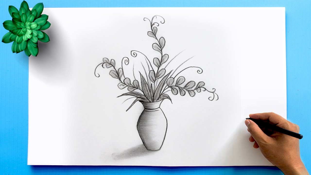 Flower vase Drawing || How to draw a flower vase easy step by step.