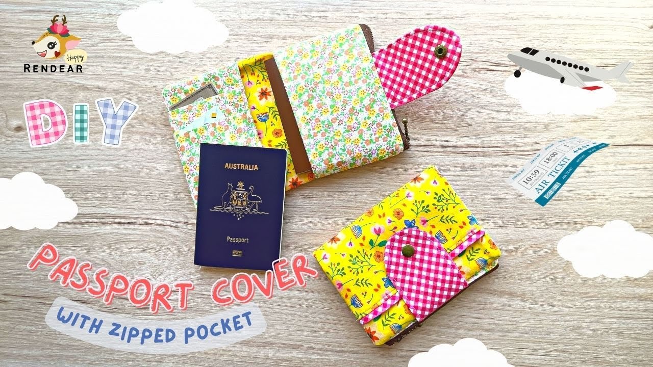 DIY Passport cover with 2 Passport pockets and 2 card slots| Free Pattern [HappyRendear]