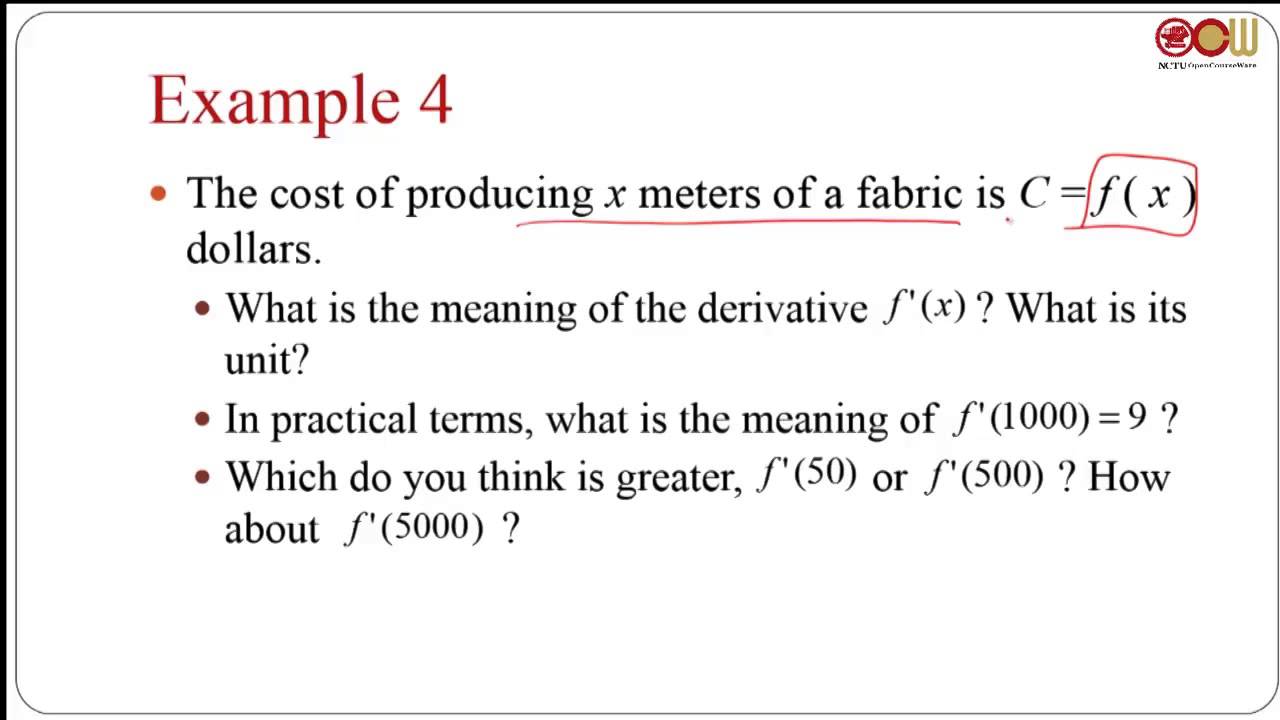 Lec08 微積分(一)-103學年度 2.7 Derivatives and Rates of Change(本影片內容有部分錯誤，詳見留言)