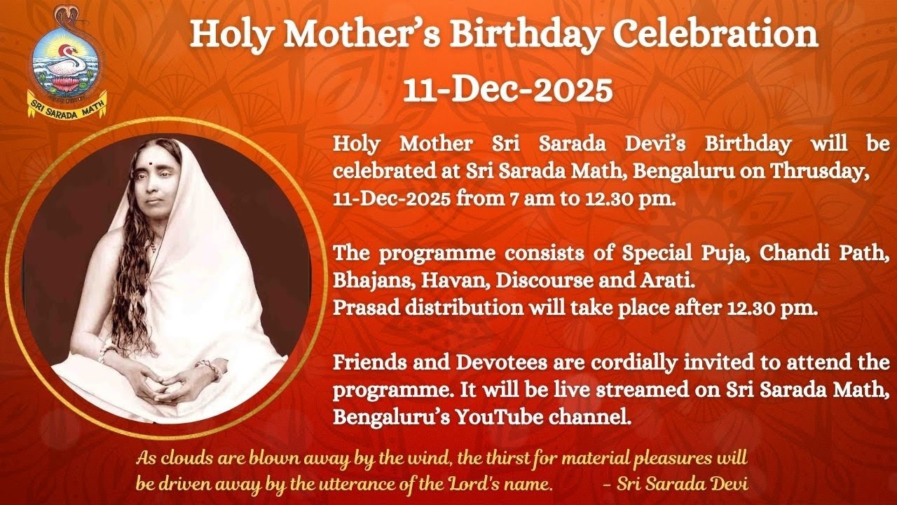 Holy Mother's Birthday Celebration 11-Dec-2025