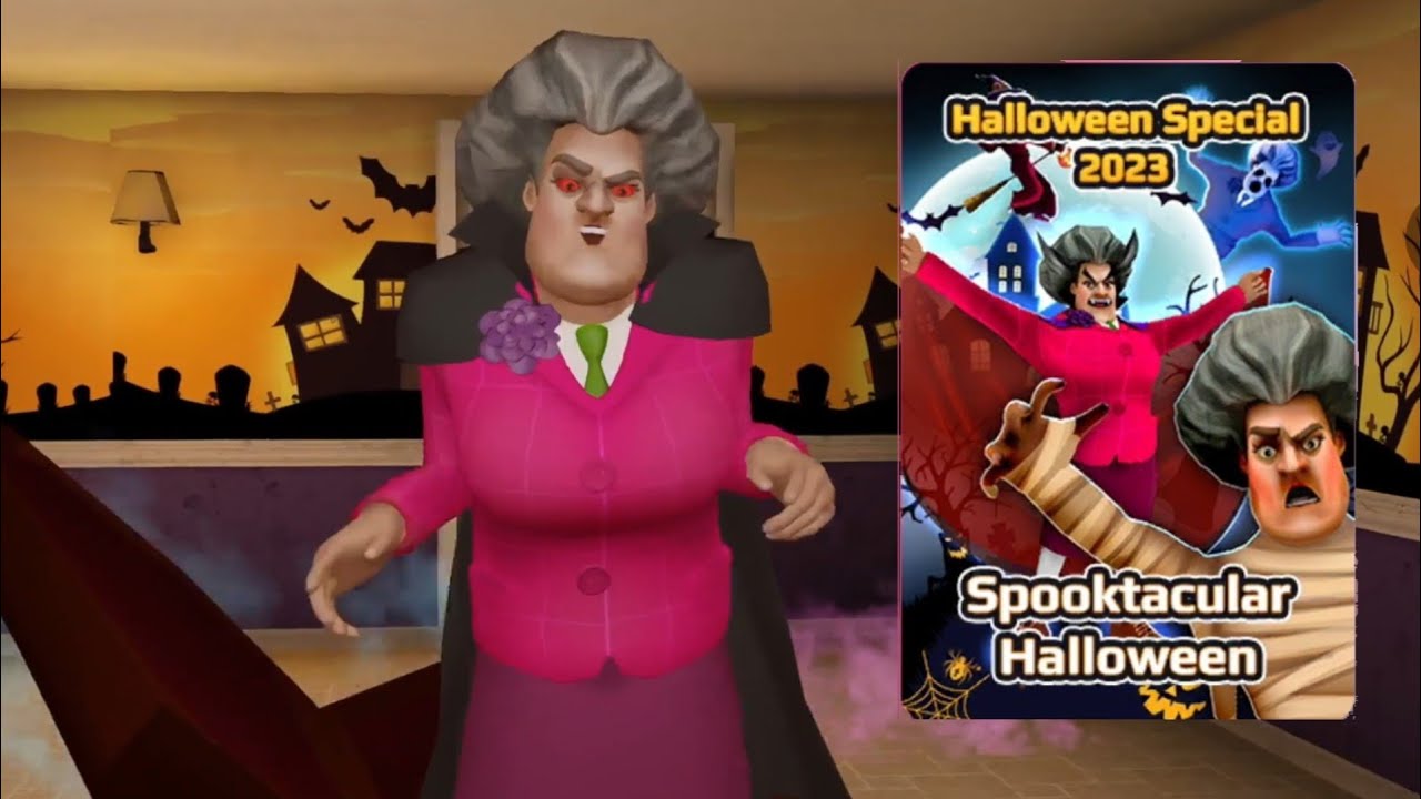 Scary Teacher 3D: Halloween Special 2023 – All Levels + Bat Romance!
