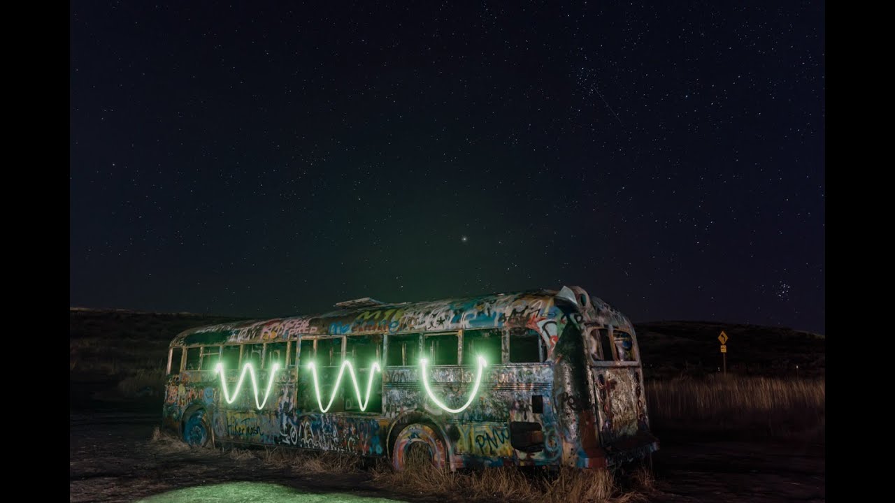 Taking pictures of an abandoned bus (Night Photography)**