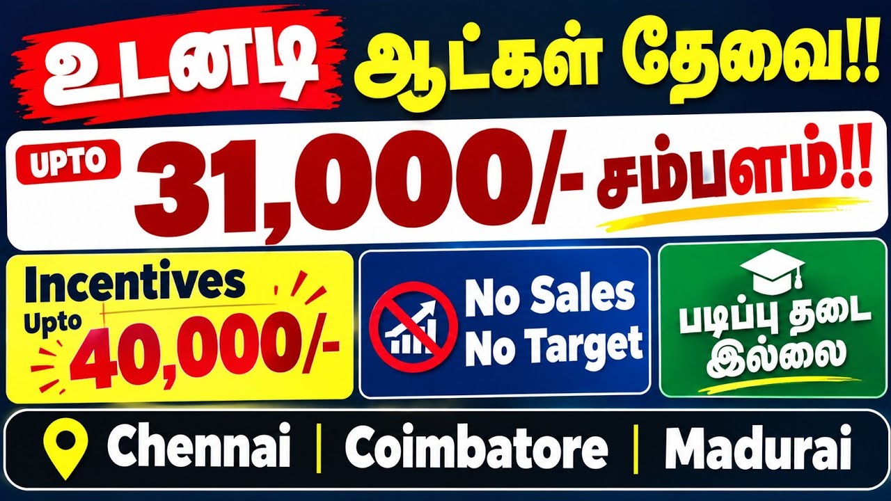🔥Upto 31000/- Salary | No Sales No Target | No Qualification Needed | Freshers Eligible Free Job ...