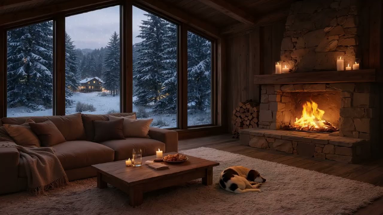 Cozy Guitar Melodies for Meditation & Chill | Winter Rustic Fireplace Ambience & Relaxation