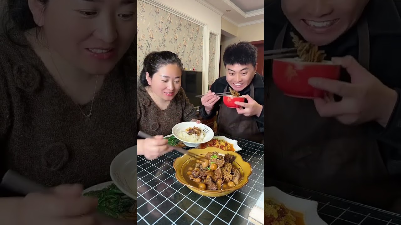 Funny eating and broadcasting