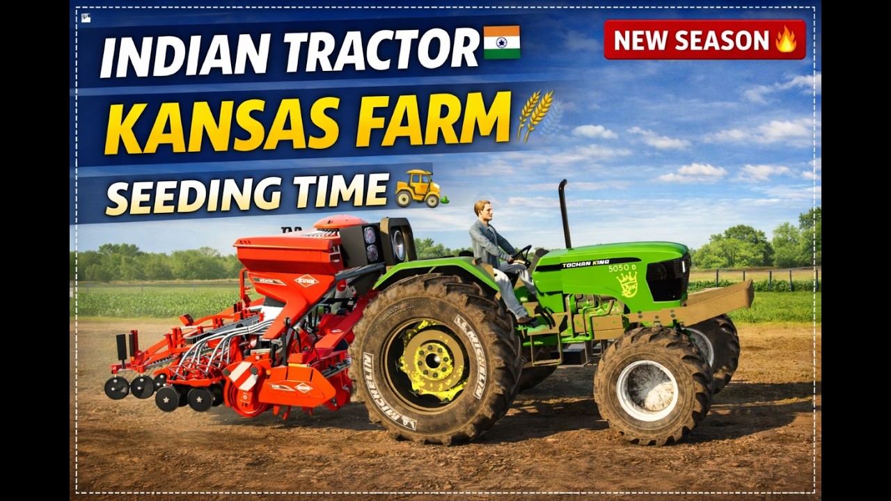 Indian Tractor 🇮🇳 Ready for Seeding in Kansas 🌾🚜 | Real Farming Simulator Gameplay  DAY -3