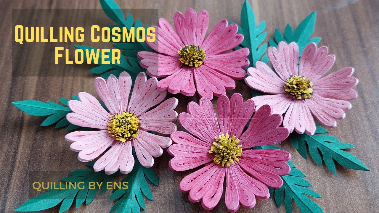 How to quill Cosmos Flower with 1mm Strip #quilling #quillingart #quillingflowers #diy #diycrafts