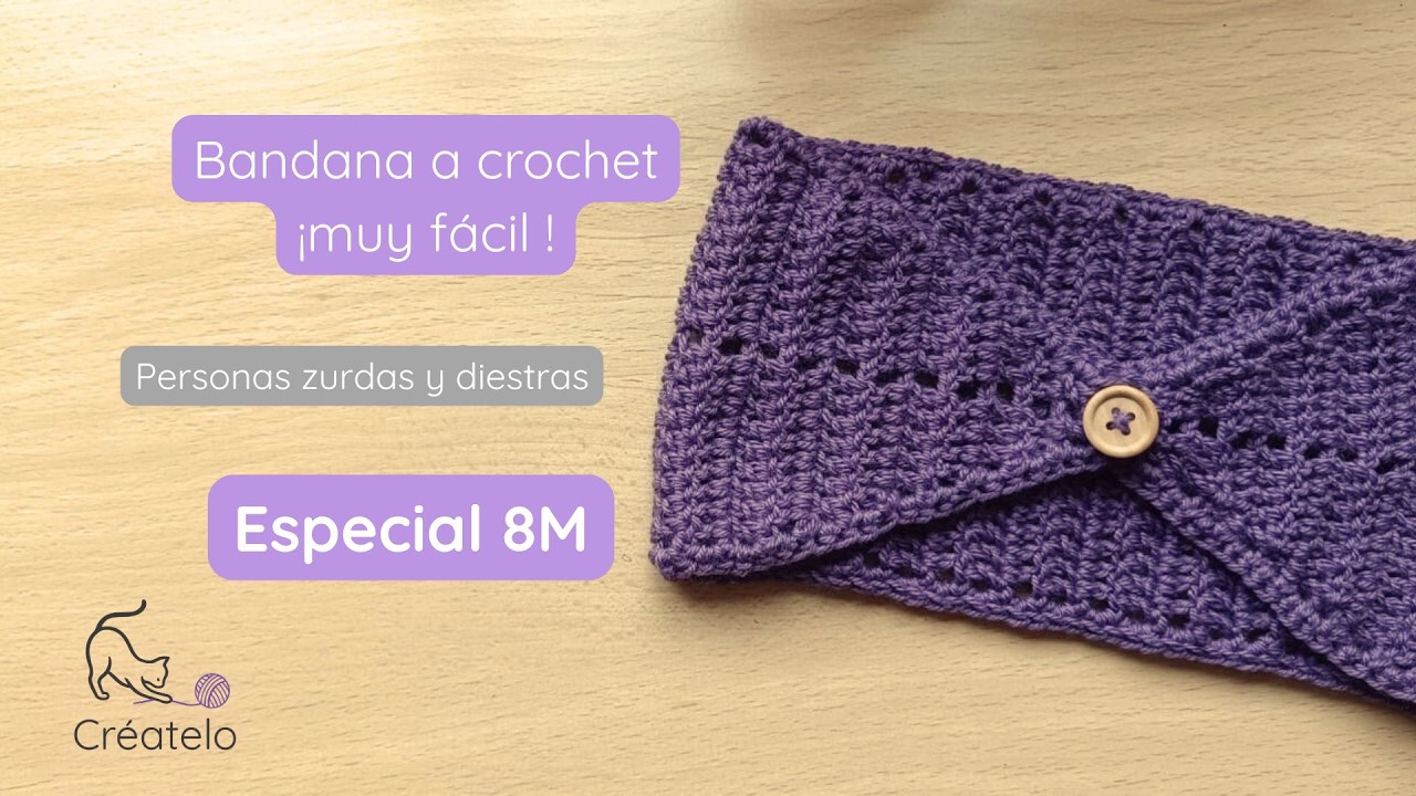 Bandana morada 8 de Marzo. Muy fácil. Lista en una hora y con poquísimo material. #8marzo #crochet