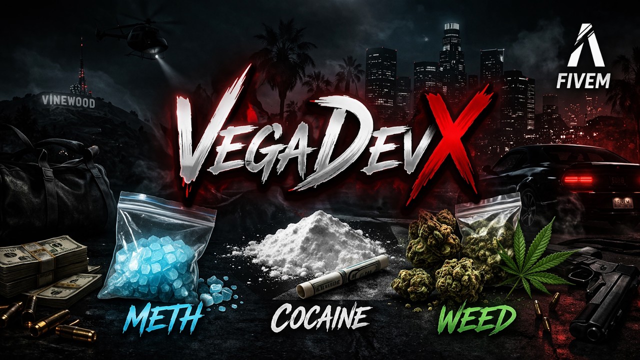 [Free] | Fivem Drugs Script | [ESX, QBox, QBCore] Vega Studio