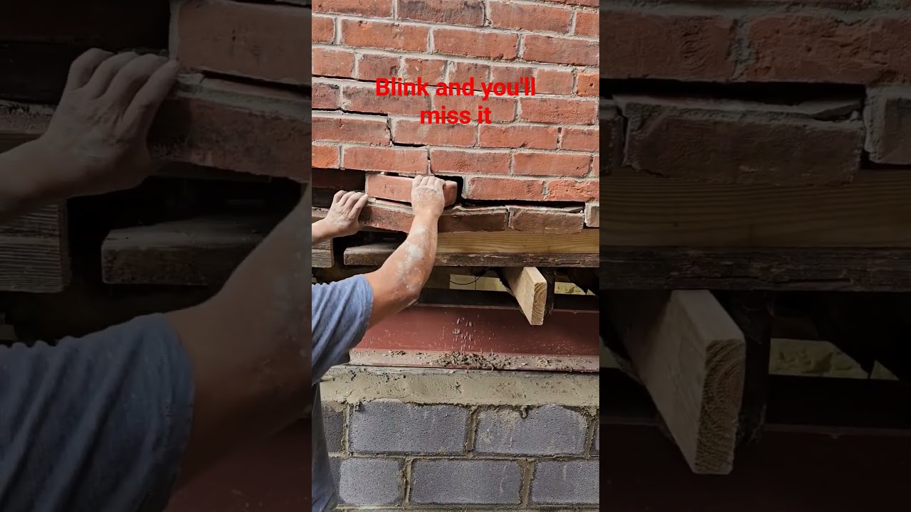 Brick wall collapses in a split second. emergency brick repair.  #construction #brick #diy #work