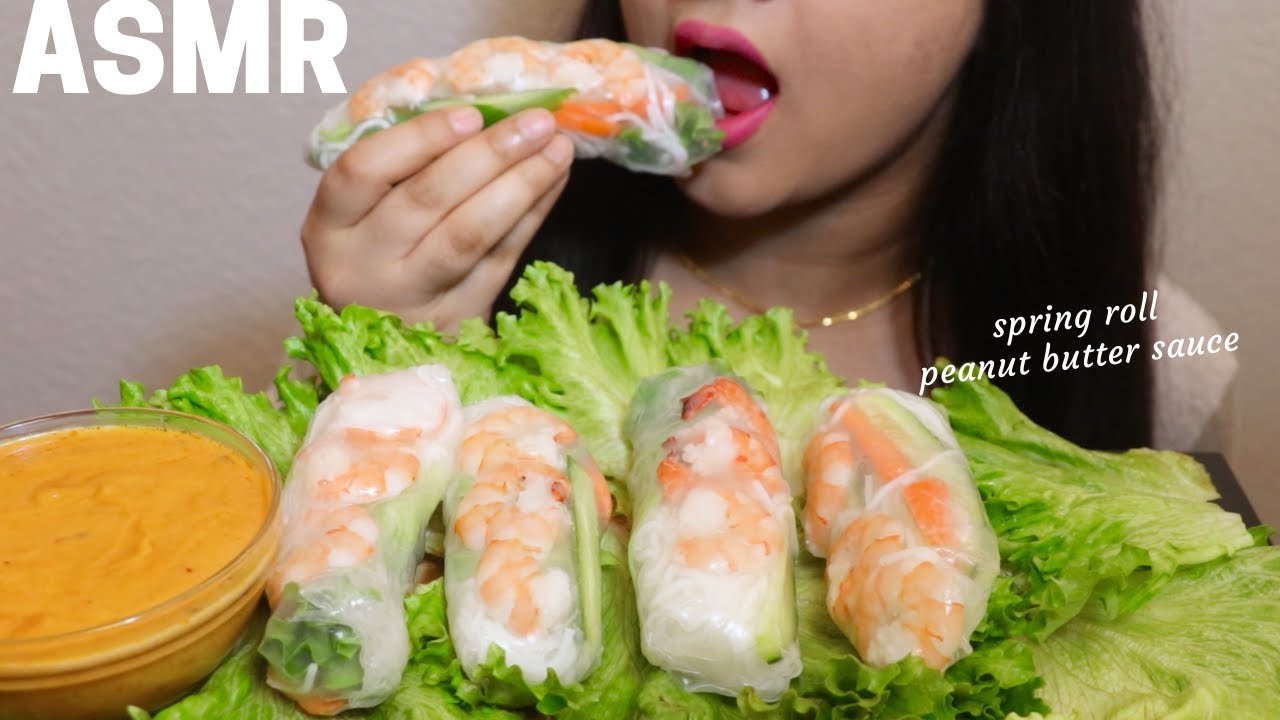 ASMR Vietnamese Spring roll (CRUNCHY CHEWY EATING SOUNDS) No Talking* LISHH ASMR