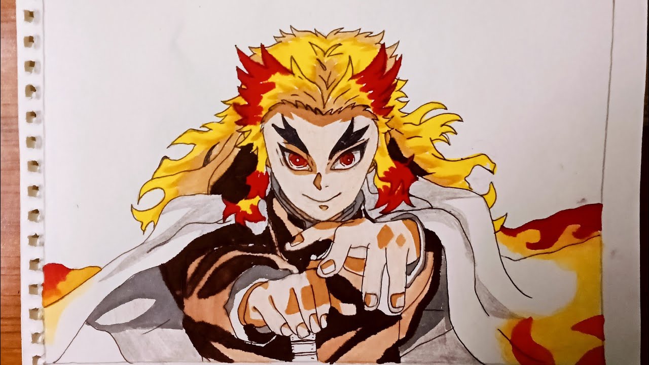 How to Draw Kyojuro Rengoku Step by Step | Demon Slayer Flame Hashira Drawing Tutorial