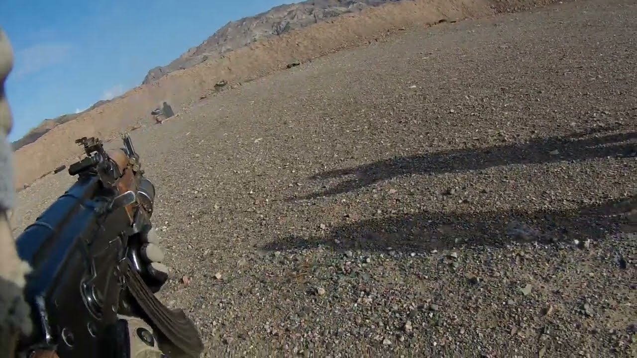 US Army Helmet cam, shooting AK47 (AKM) full auto, Afghanistan