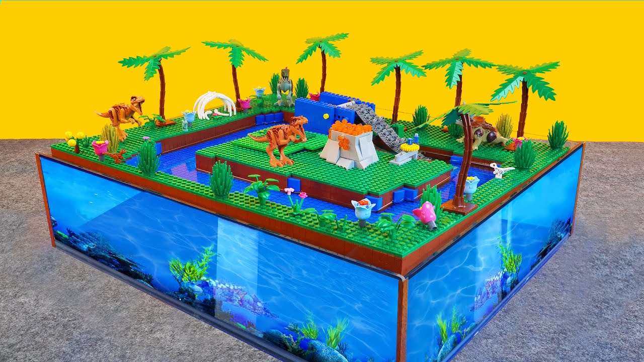Сборка аттракциона Lego Jurassic Water Park Rapids с водяным насосом