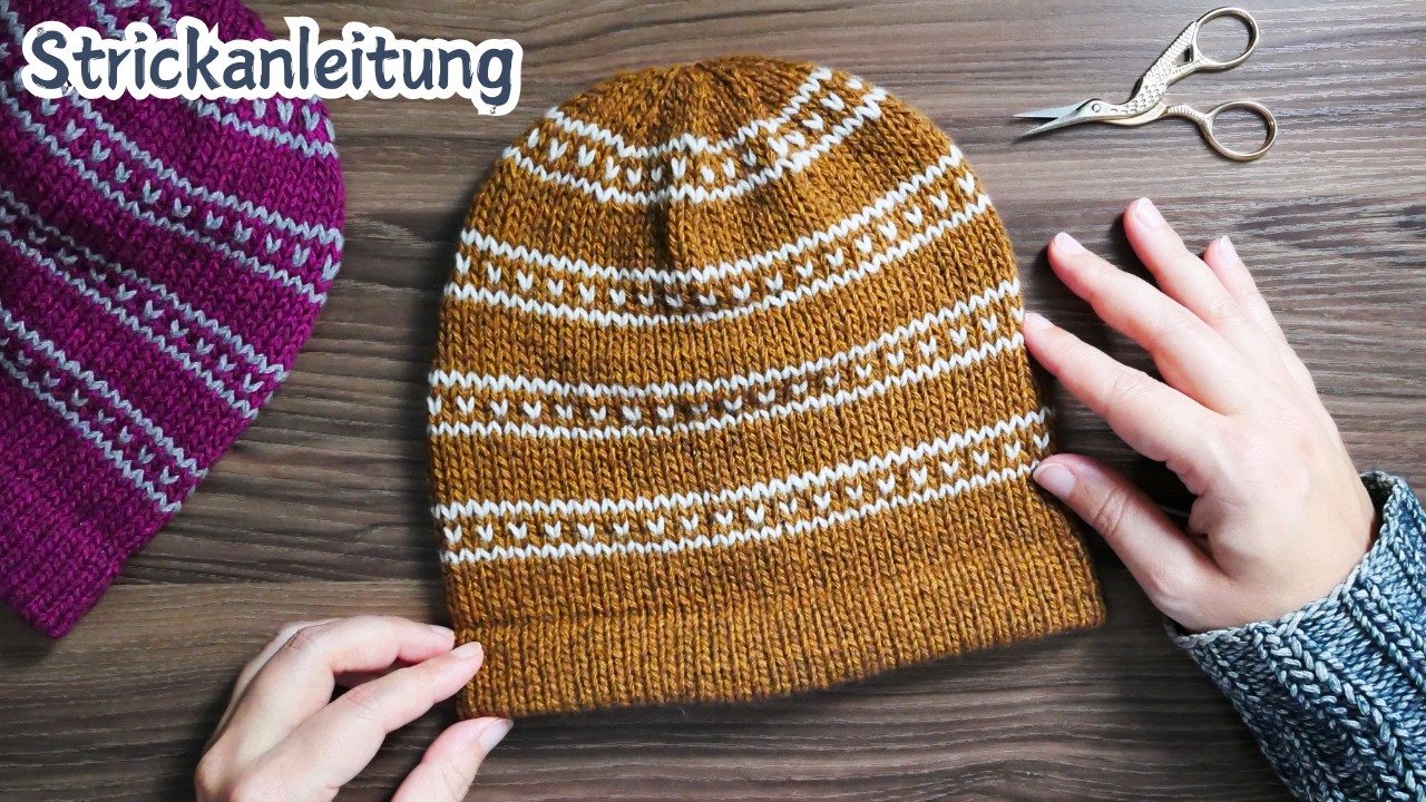 Strickanleitung "Mozzie" Mütze stricken | Umgeschlagenes Bündchen • Colourwork-Muster für Anfänger