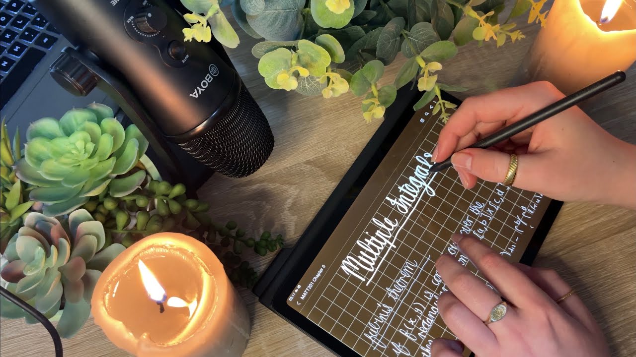 ASMR study with me (background asmr, tapping, writing & whispering)