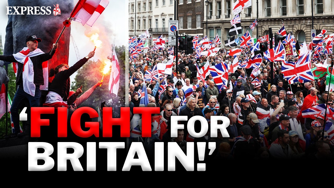 THOUSANDS march at HUGE London 'Unite The Kingdom' rally with FURY aimed at 'abhorrent' Starmer