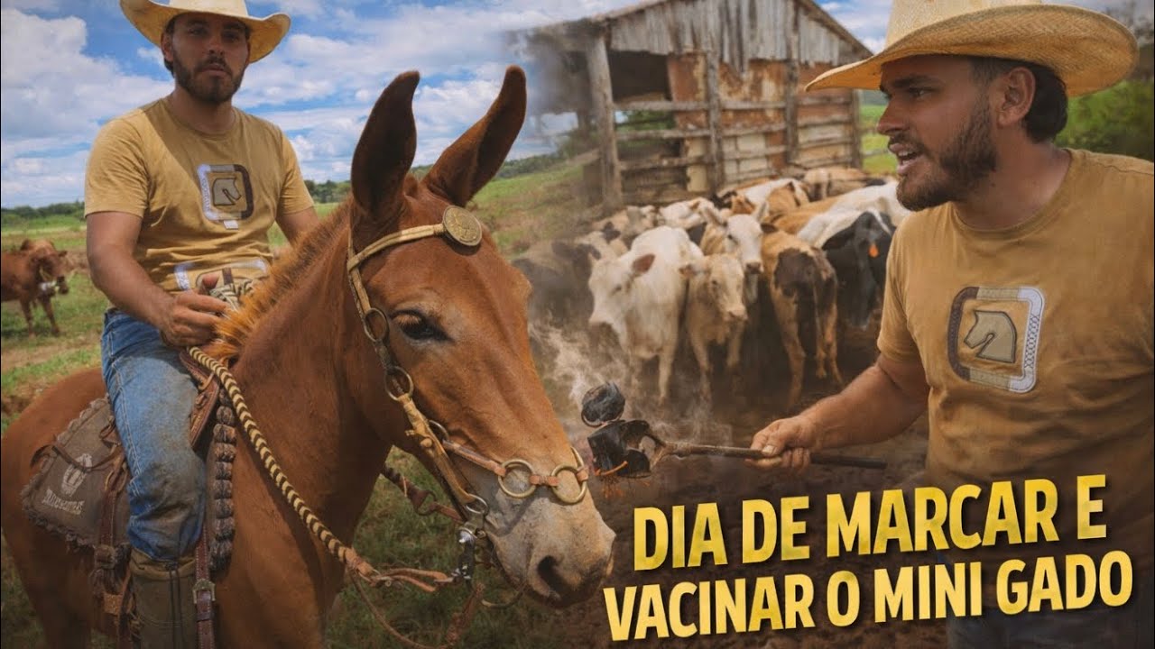DIA de marcar e vacinar o mini gado na fazenda - RANCHO DO BASTIÃO!!!🤠🐮