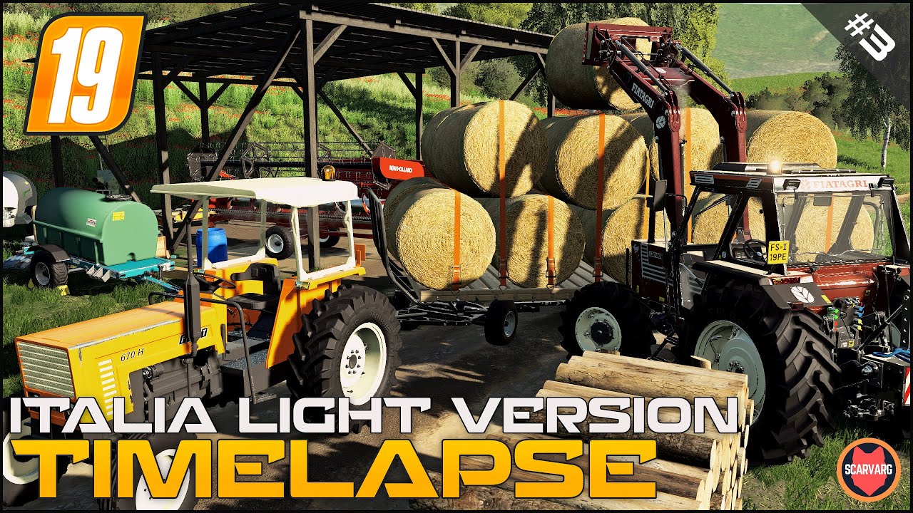 Сбор тюков, разбрасывание извести ⭐ Таймлапс версии для FS19 Italia Light