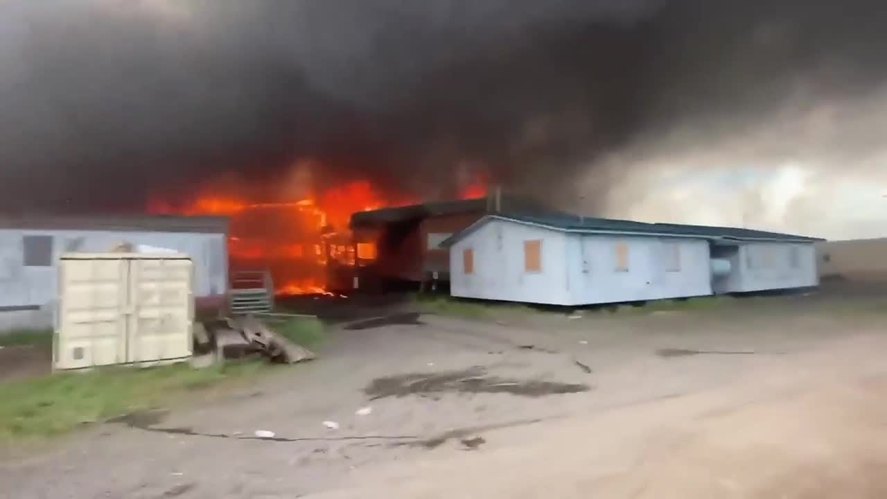Video shows fiery devastation of Stebbins community school