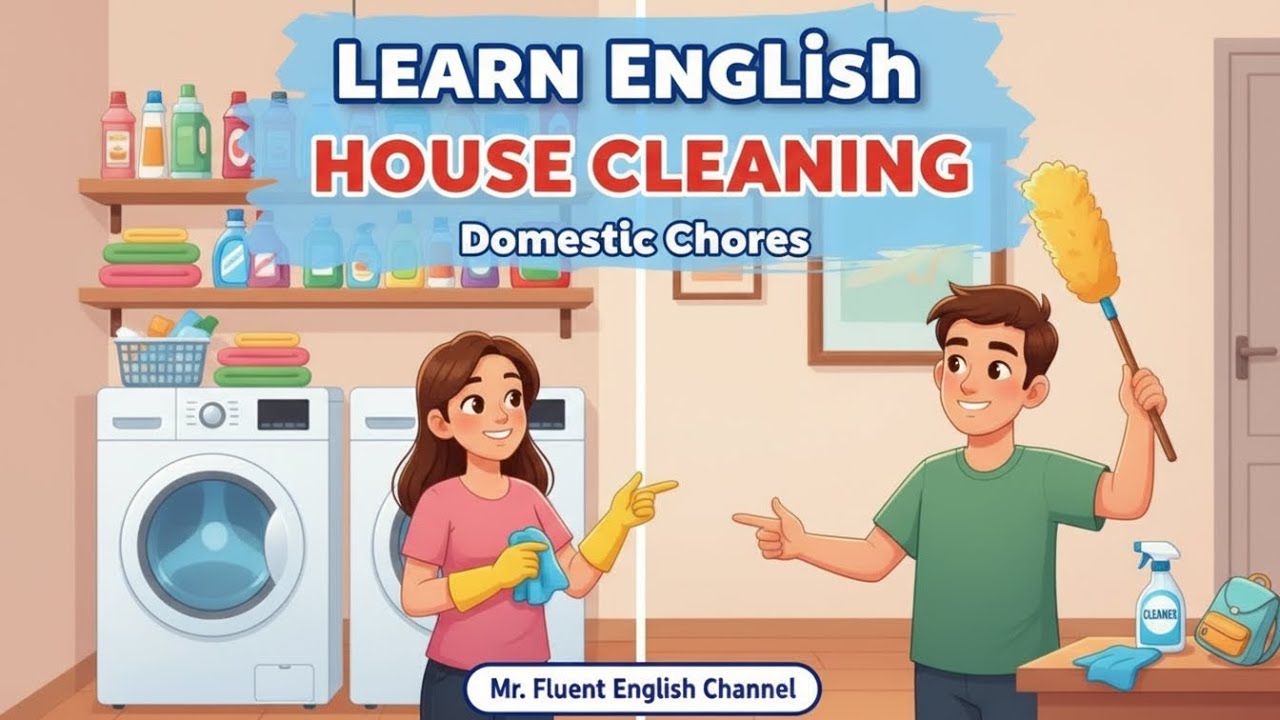 Learn English with Cleaning the House | Easy Daily English Conversation A1–A2