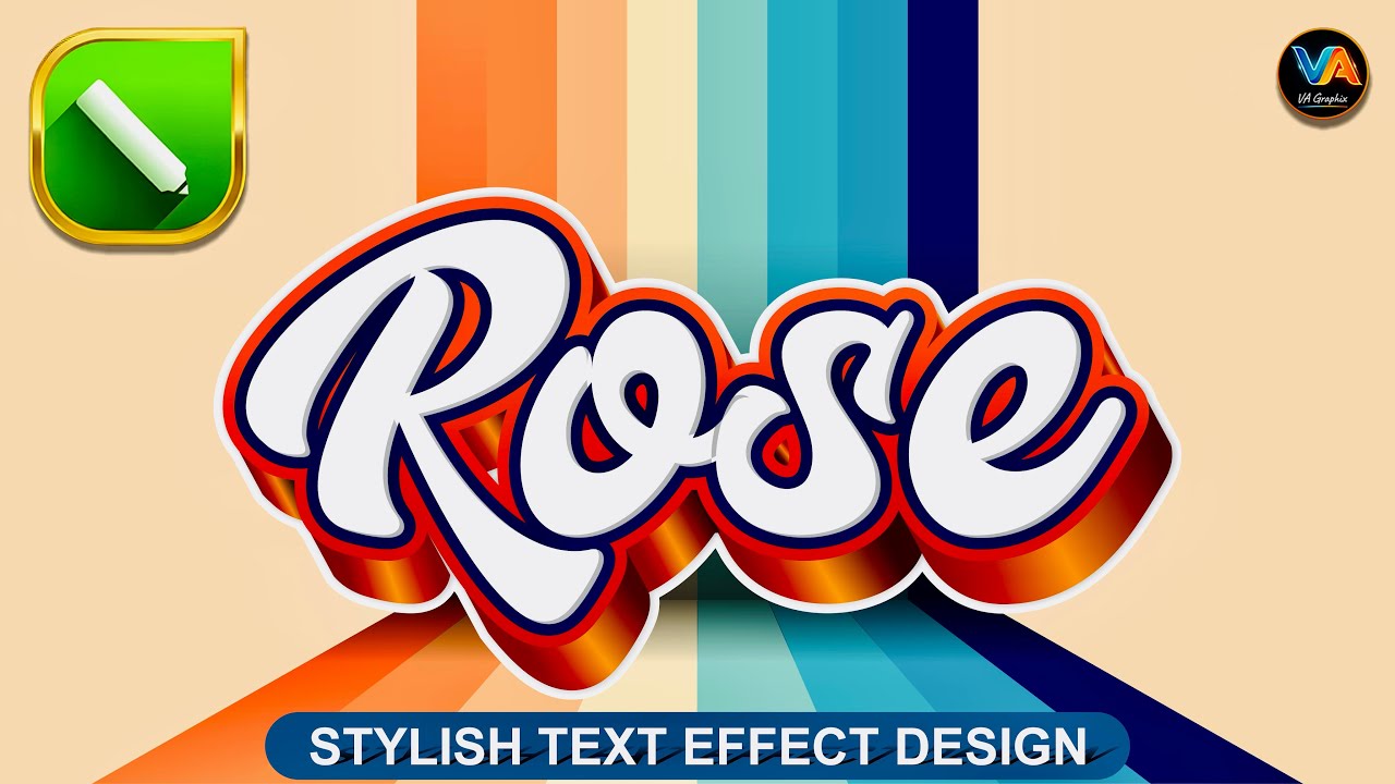 CorelDRAW Rose Text Effect Tutorial | 3D Colorful Text Design in Hindi | VA Graphix